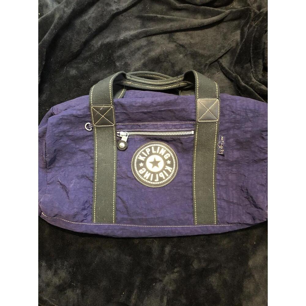 Kipling Navy Blue Medium Black Satchel Tote Bag Vintage - Broken Side Zipper